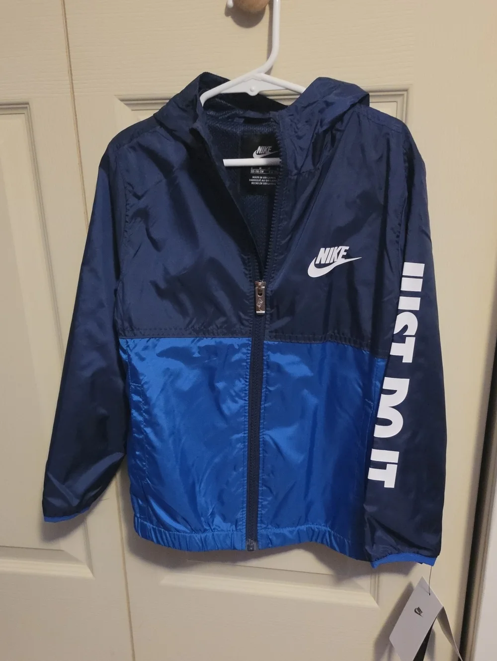 Nike Kids Navy and Royal Blue Hooded Windbreaker Jacket
